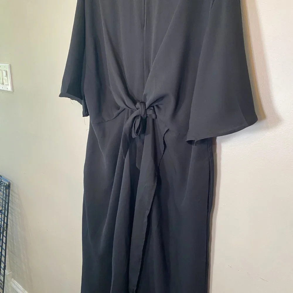 NWOT Davi & Dani Black Tie Waist Midi Dress - Picture 3 of 6
